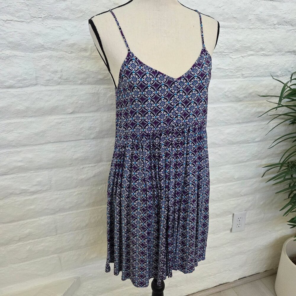 Express Dress Womens Medium Purple Spaghetti Strap Short Mini Sundress Cover Up